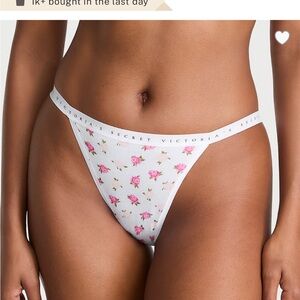 Victoria's Secret Cotton Modal Blend String Bikini Panty Pink Rose Print Size M